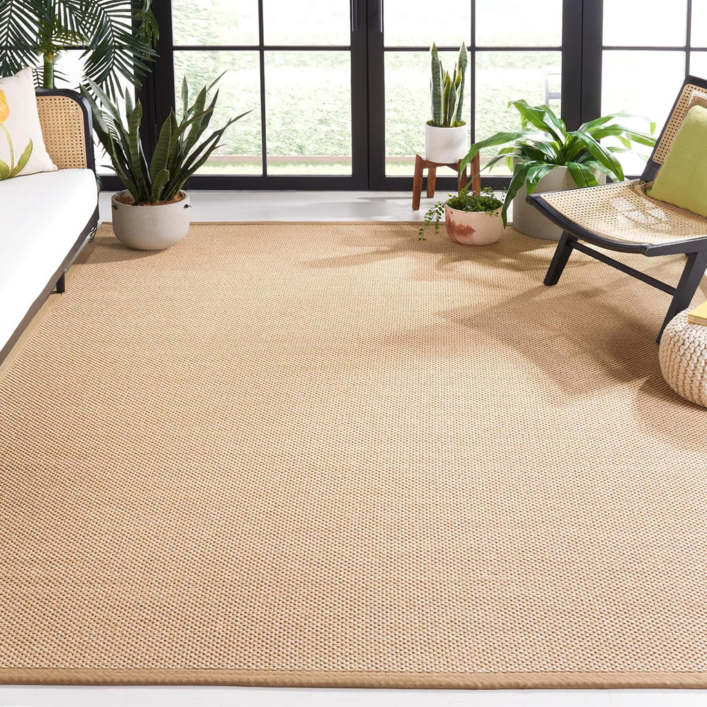 Area Rug 9x12 - Natural Fiber - Large - Maize & Linen Color, Sisal, Woven Design with Border