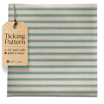 Turquoise Striped Ticking Fabric by the Yard - 54" Wide 100% Cotton Material for Upholstery, Pillow Ticking, Plaid &