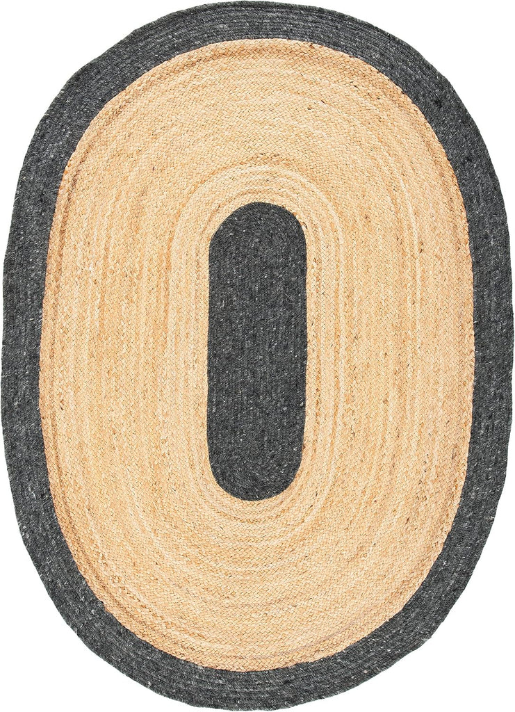 Braided Oval Rug, Wool Black & Gold BRD910Z