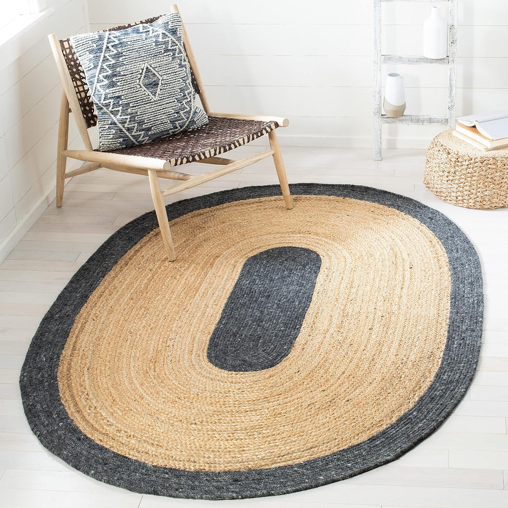 Braided Oval Rug, Wool Black & Gold BRD910Z
