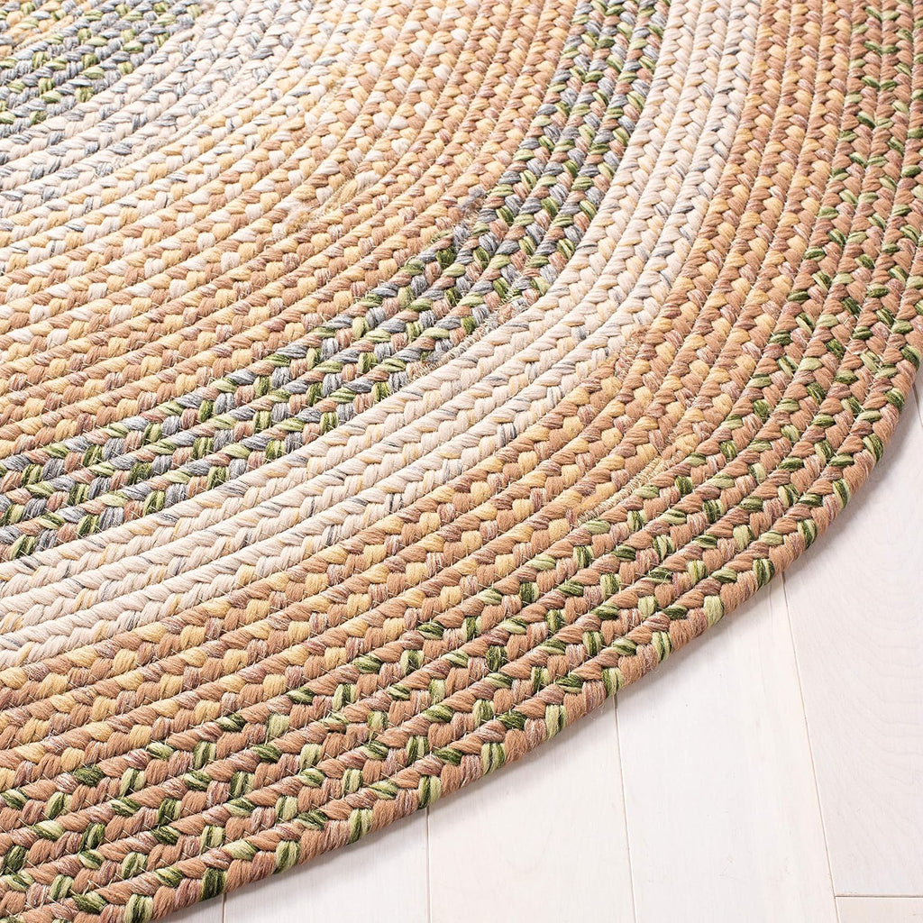 Braided Indoor/Outdoor Washable Oval Rug, Tan & Multi BRD314A