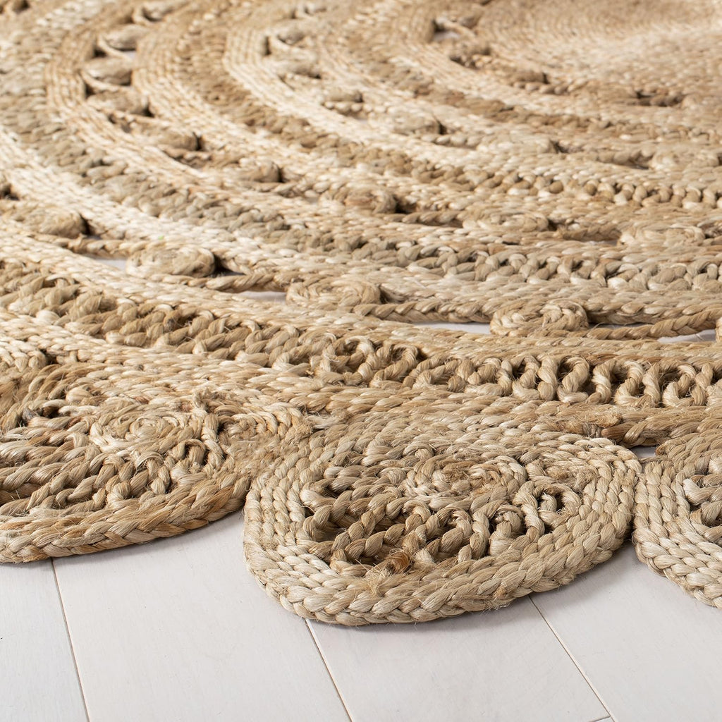 Natural Fiber Collection Area Rug 5 Round Natural Handmade Boho Charm