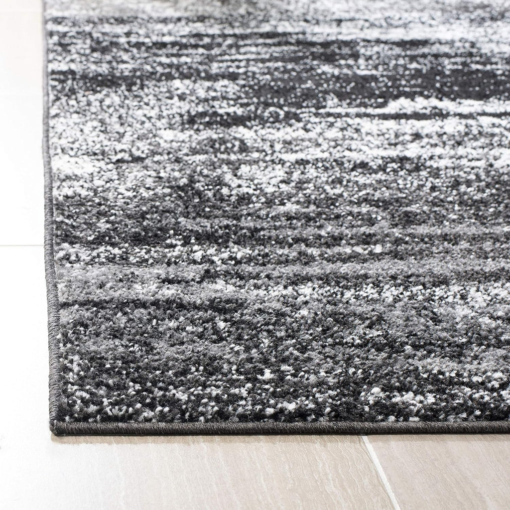 9x12 Adirondack Collection Area Rug - 9' x 12', Silver & Black, Modern Abstract Design, Non-Shedding & Easy Care, Ideal