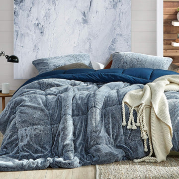 Aww Buddy - Coma Inducer Oversized King Comforter Set - Dark Denim Blue | Experience Coma Worthy Sleep with Cozy Faux