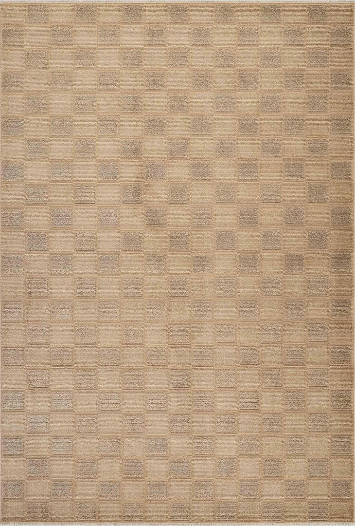 Evelyn Collection Brown Area Rug - - Modern Checkered Pattern, Non-Shedding - Easy to Clean, Durable s
