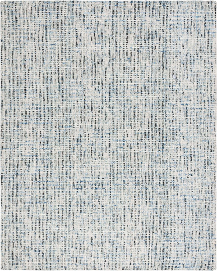 Abstract Area Rug - 9' x 12', Blue & Charcoal, Handmade Wool