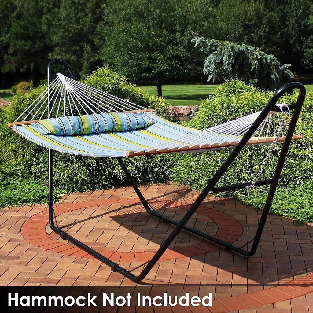 Heavy-Duty Hammock Stand for Outside, 550 lb Capacity, Black | Rust-Resistant Steel Metal Double Hammock Frame, Fits