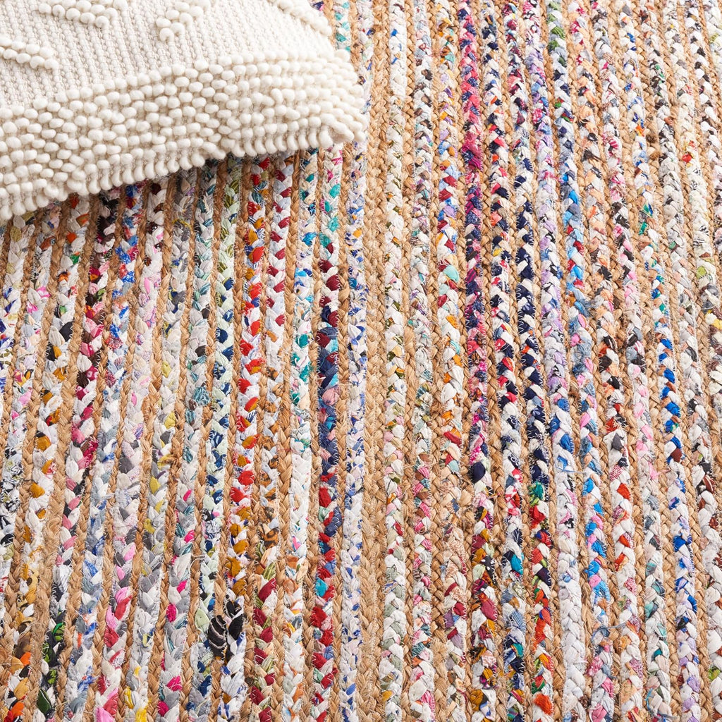 Cape Cod Area Rug 8x10, Jute Braided Large Beige & Multi CAP202B | 1/4" Pile, Indoor Rug, Handwoven, Braided Jute &