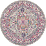 Home Passion Light Grey Pink 8' x Round Area Rug - Easy Clean, Non Shedding, Bed Room, Living Room, 