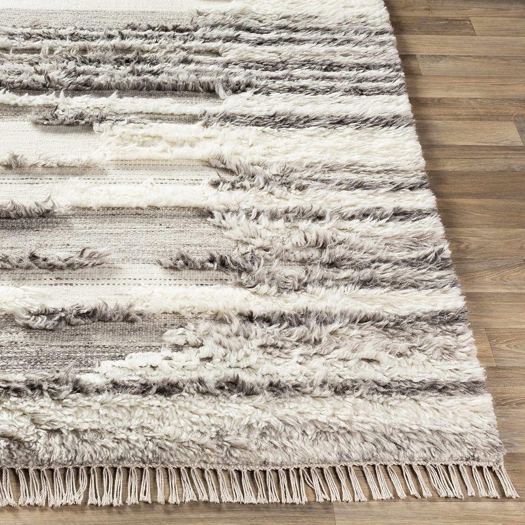 Malta Wool Living Room, Bedroom Area Rug - Striped Abstract - Traditional Transitional Boho Farmhouse Modern - Plush