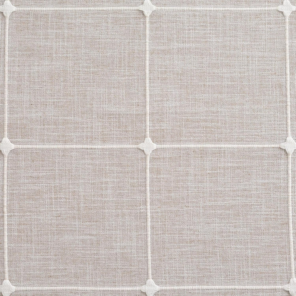 Lattice Embroidery Plaid Round Tablecloth, Heavy Duty Cotton Linen Fabric Wrinkle Resistant Round Ta
