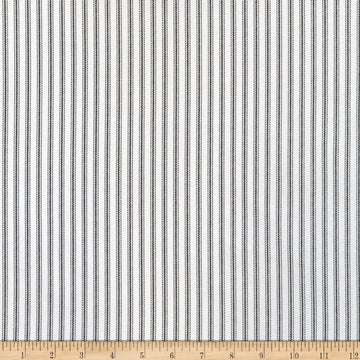 Glass Stitching Housewives Stripes Black On White Ticking Stripe White and Black, Fabric by the Yard