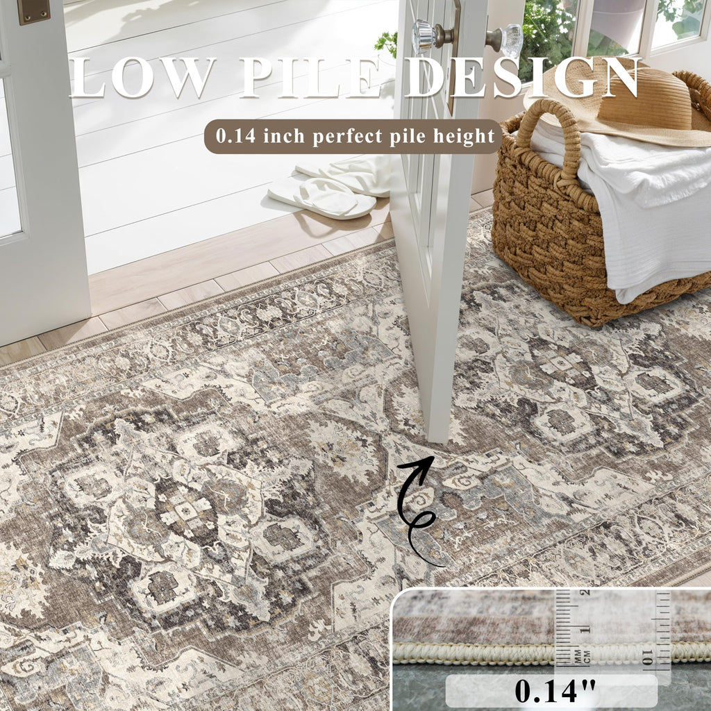 Long Hallway Runner Rug : Non-Slip Washable Boho Rug Runners Entryway Soft Low Pile Carpet Vintage Stain