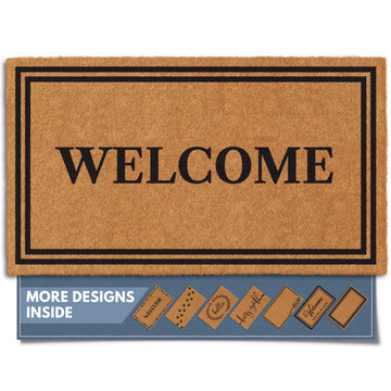 Natural Coco Coir Non-Slip Doormat (17x30, Welcome)