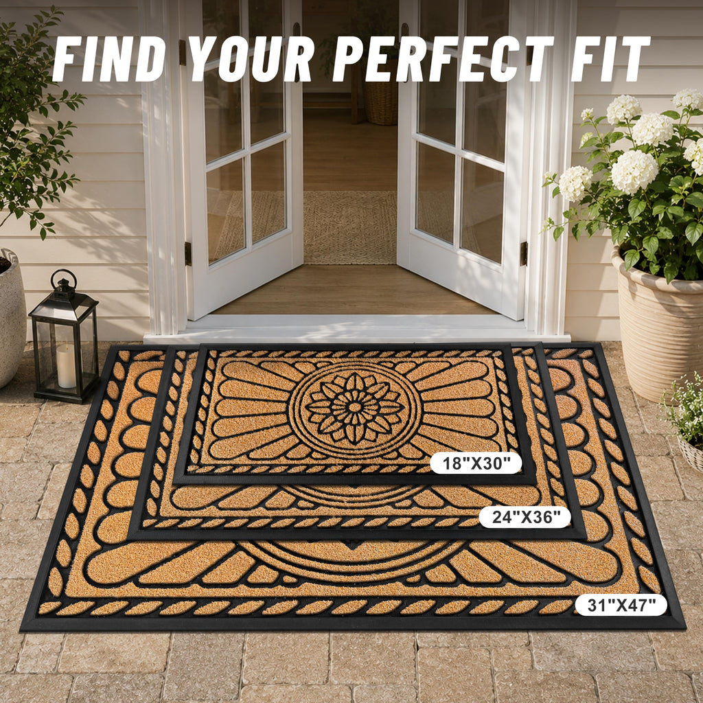 Front Door Mat, Heavy Duty Durable Welcome Mat for Outdoor Indoor, Dirt Trapper Waterproof Super Mud Scraper Door Mat
