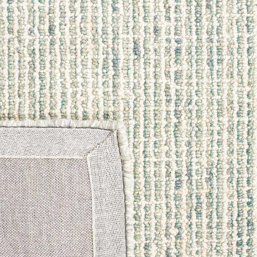 Abstract Area Rug - 10' x 14', Green & Ivory, Handmade Wool