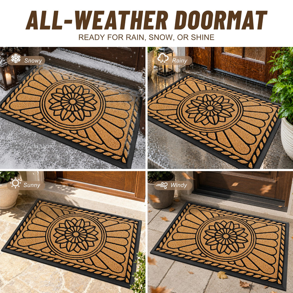 Front Door Mat, Heavy Duty Durable Welcome Mat for Outdoor Indoor, Dirt Trapper Waterproof Super Mud Scraper Door Mat