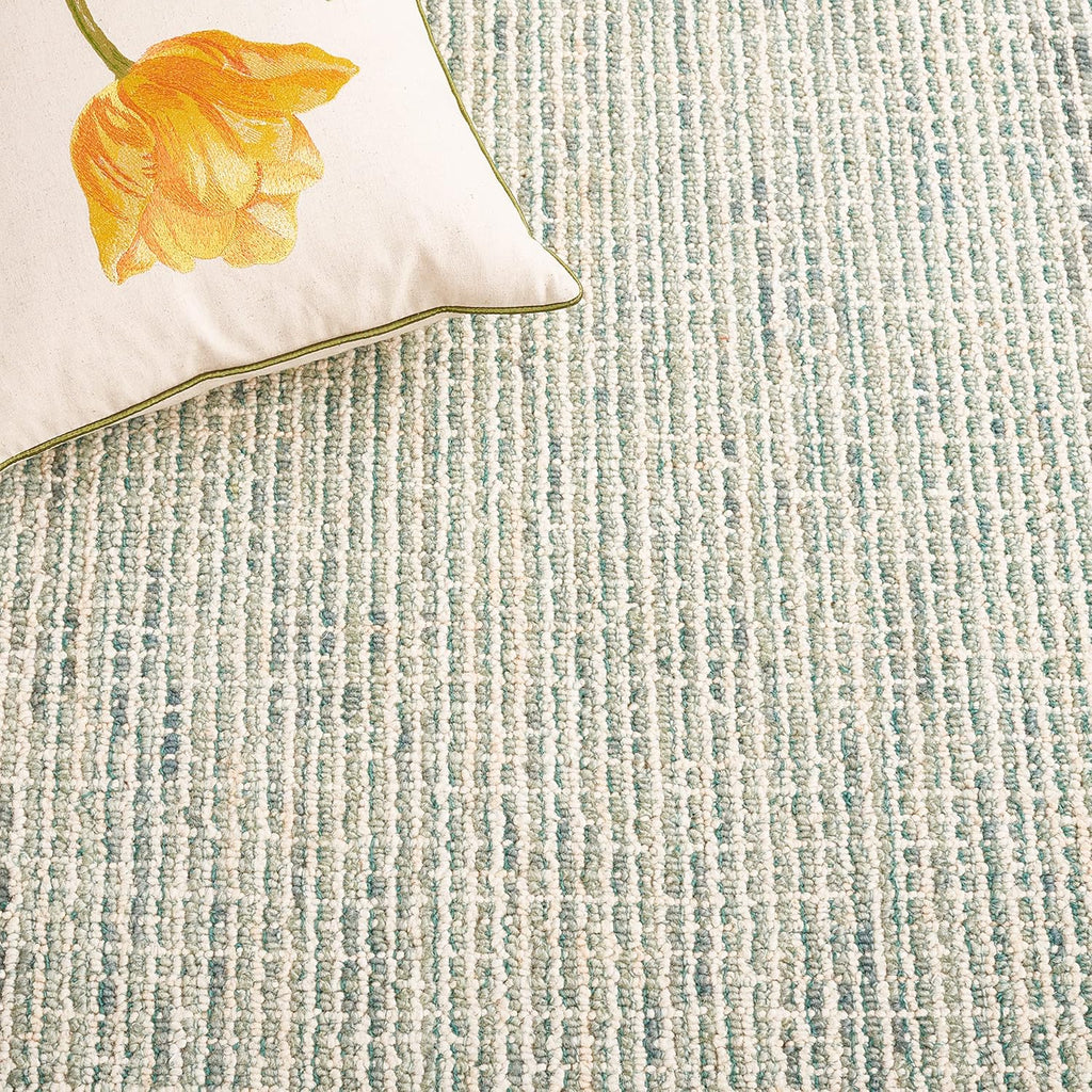 Abstract Area Rug - 10' x 14', Green & Ivory, Handmade Wool