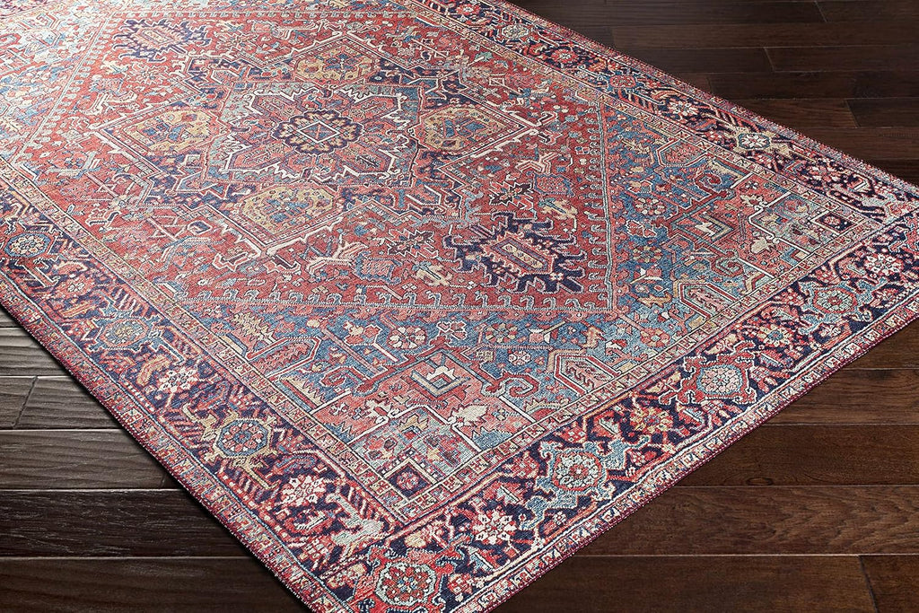 Ronneby Living Room, Bedroom Area Rug - Medallion Floral Geometric Border Diamond - Traditional Oriental Transitional