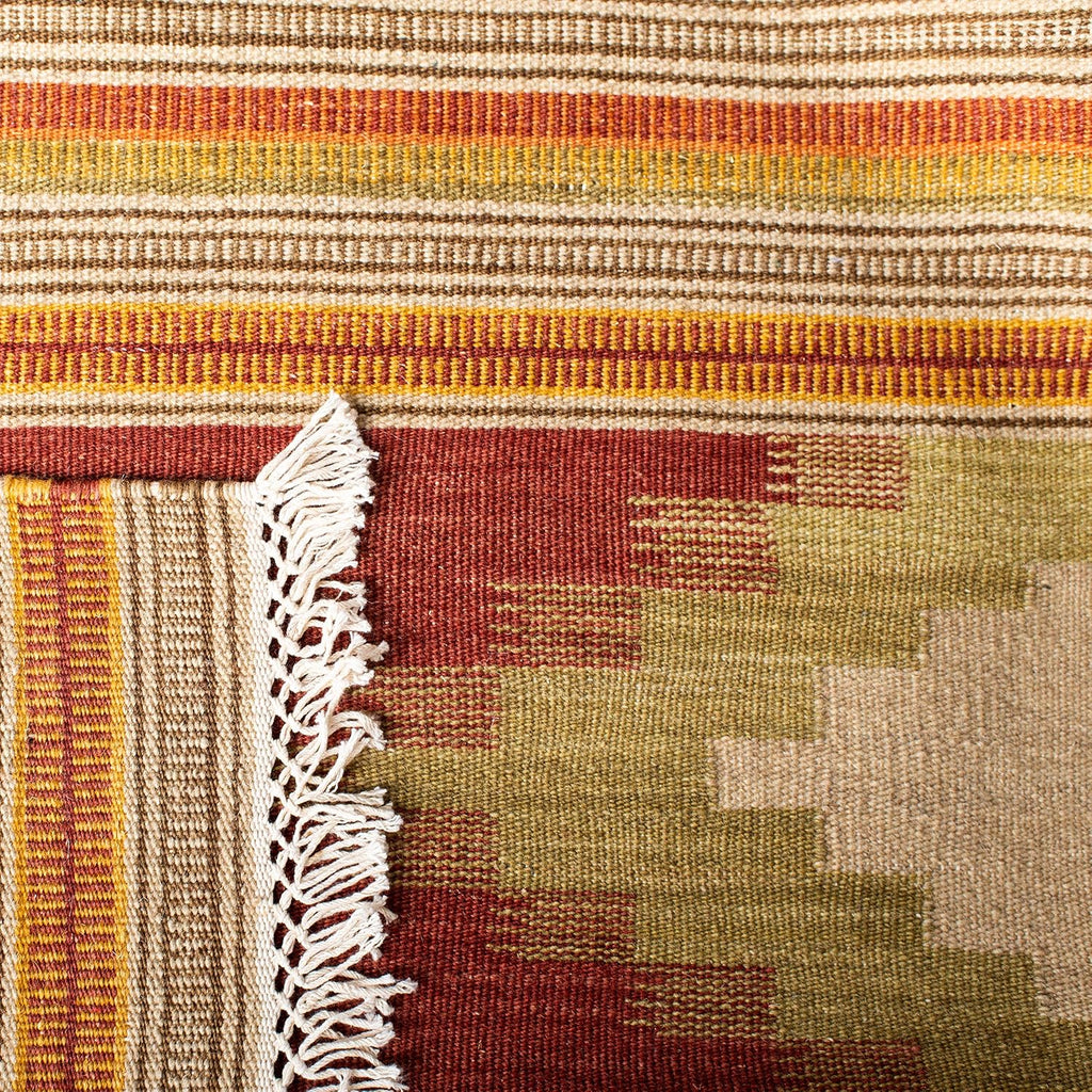Kilim Collection Area Rug, Red & Multi, Handmade Southwestern Tribal Wool, Ideal for High Traffic Areas