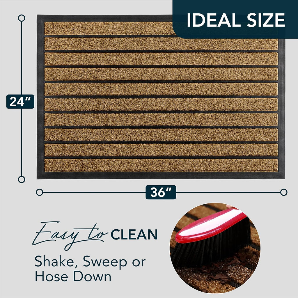 Extra Door Mat Outside Entrance (36" x 24", Bright Brown) | Dirt Trapping, Non-Slip Backing, Indoor or Outdoor Use