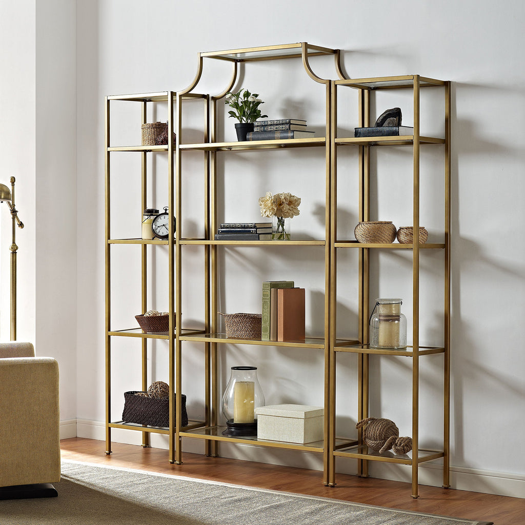 Aimee 3-Piece Bookshelf Set, Glass Shelves