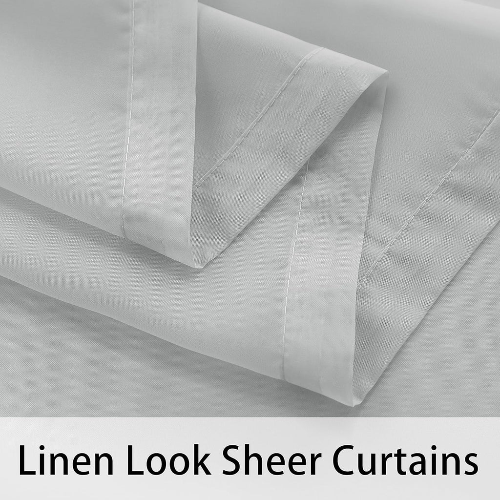 Waterproof Sheer Outdoor Curtains 2 Panels | Wide Grommet Privacy Indoor Voile Curtains