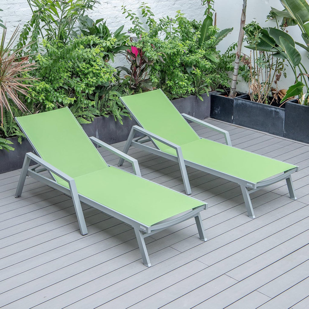 Marlin Poolside Outdoor Patio Lawn and Garden Modern Grey Powder Coated Aluminum Frame Suntan Sling Chaise Lounge