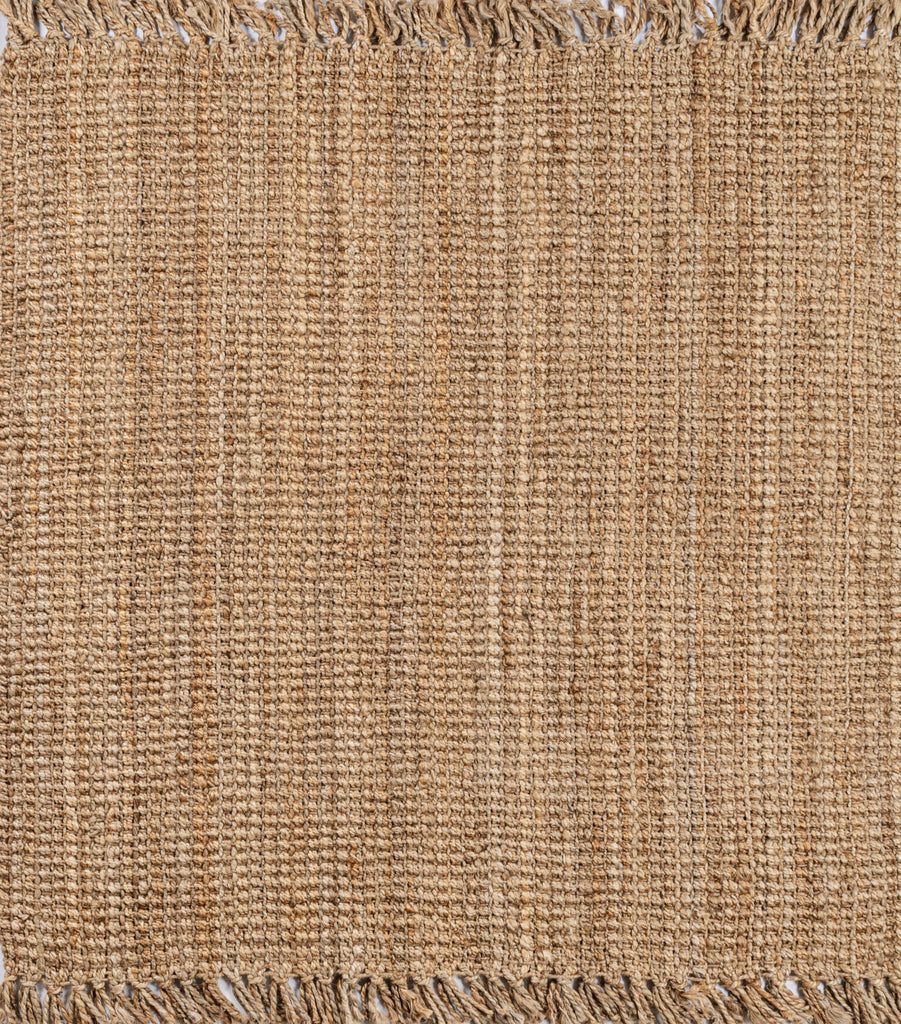 Handwoven Jute Fringe Natural Square Indoor Area Rug, Pata, Bohemian, Rustic, Cottage, Easy-Cleaning