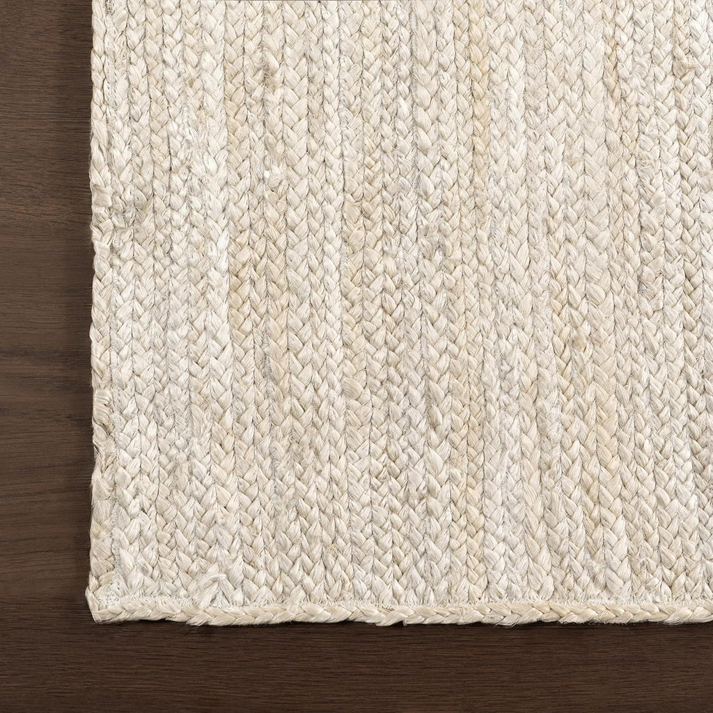 12x15 Rigo Jute Hand Woven Area Rug, Off White, Solid Farmhouse Design, Natural Fiber