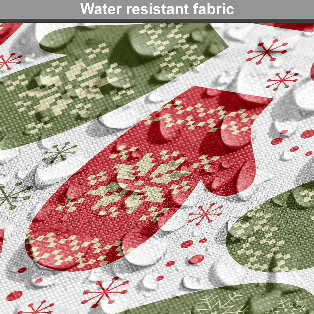Christmas Fabric by The Yard, Art Xmas Theme Winter Gloves Pattern with Snowflakes and Nordic Roses Print, Decorative