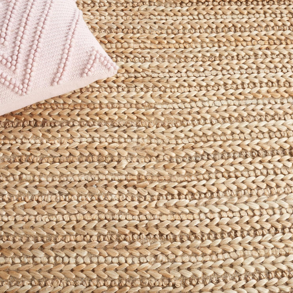 Natural Fiber Collection Area Rug - 6' Square, Natural, Handmade Braided Jute Design, Ideal for The Living Room