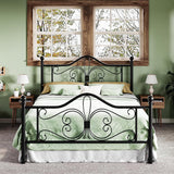 Full Bed Frame with Headboard,Metal Bed Frame with Butterfly Pattern Design Headboard & Footboard,No Box Spring