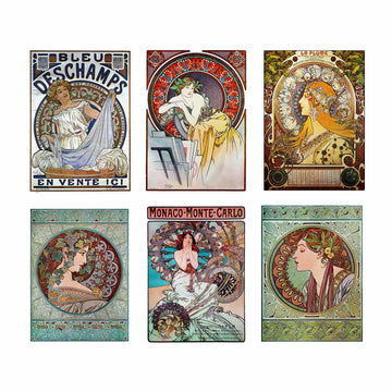 Decorative Art Nouveau Reprint: Alphonse Mucha ~ BEAUTIFUL WOMEN IN ADVERTISING (8"×10" print, Set of all 6 Styles)