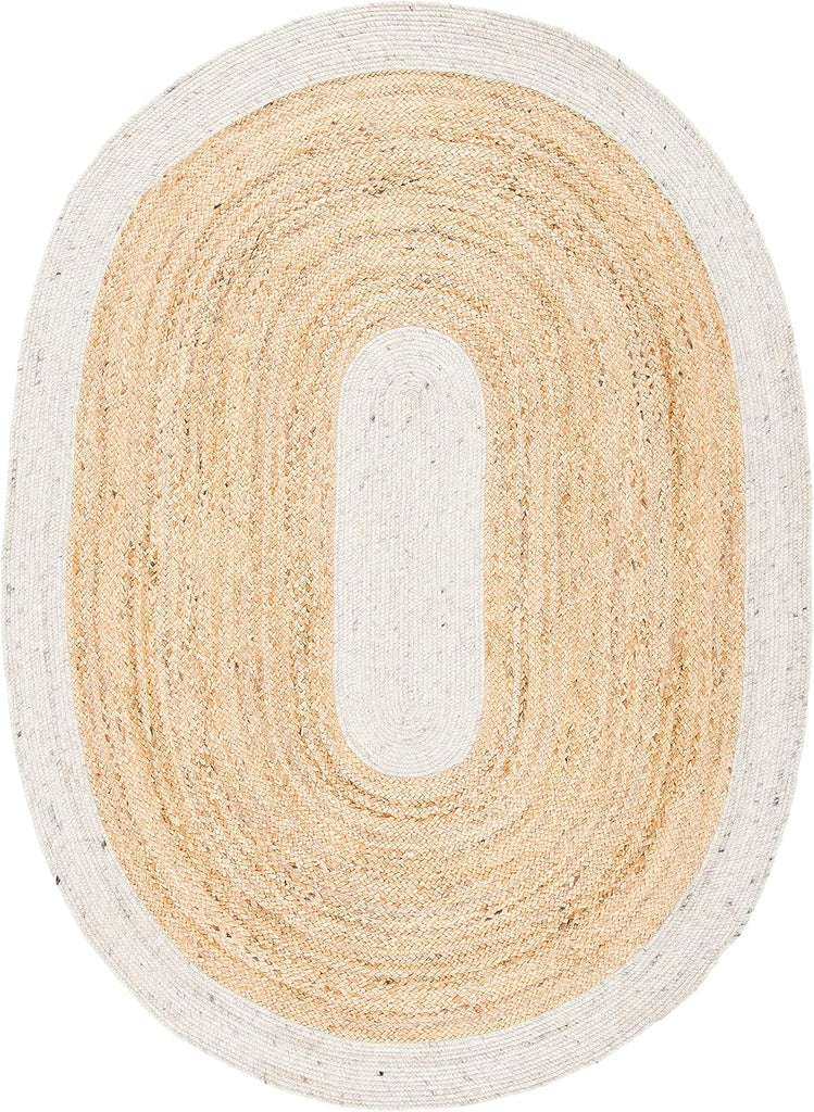 Braided Oval Rug 6x9, Wool Beige & Brown BRD910B