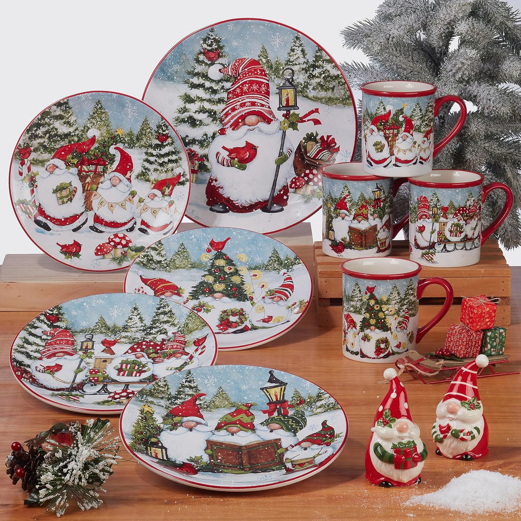 Christmas Gnomes Rectangular Platter 14" x 10", Multicolor, Large