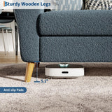 84 Inch Modern Sofa Couch, Large 3-Seater Sofa with Streamlined Armrests, Boucle Loveseat Wood Feet