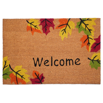 Autumn Breeze Outdoor Coir Doormat, Non Slip Vinyl Backing, 17" x 29", Multicolor