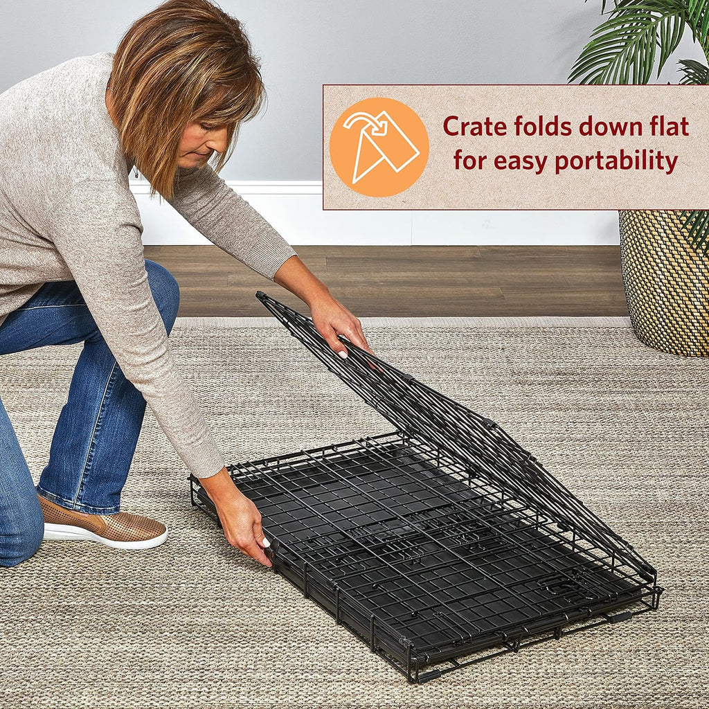 36-Inch LifeStages Crate for Medium-Large Breeds, 41-70 lbs, Double Door Folding Dog Crate with Divider Panel