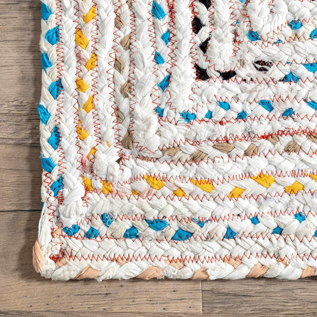 Tammara Ivory/Multicolor, 3' x 5' Oval, Hand Braided, Bohemian, Cotton, Soft and Cozy, High Traffic, Stain Resistant