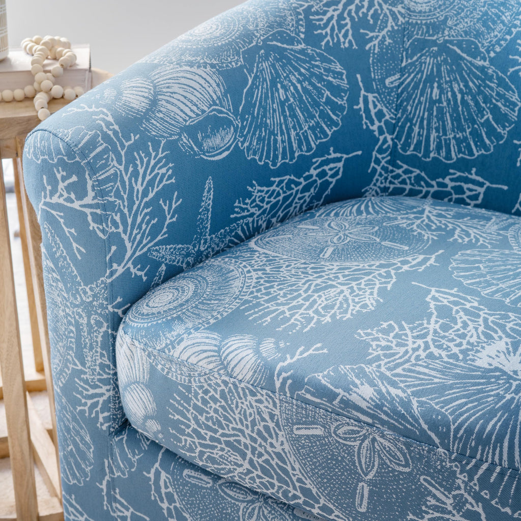 Felicity Blue & White Coastal Swivel Club Chair