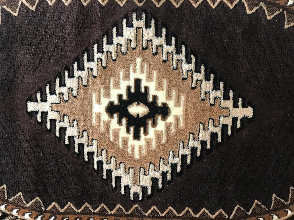 Southwest Native American Indian Oval Area Rug Chocolate Brown Design D143 (3 Feet X 4 Feet 7 Inch)
