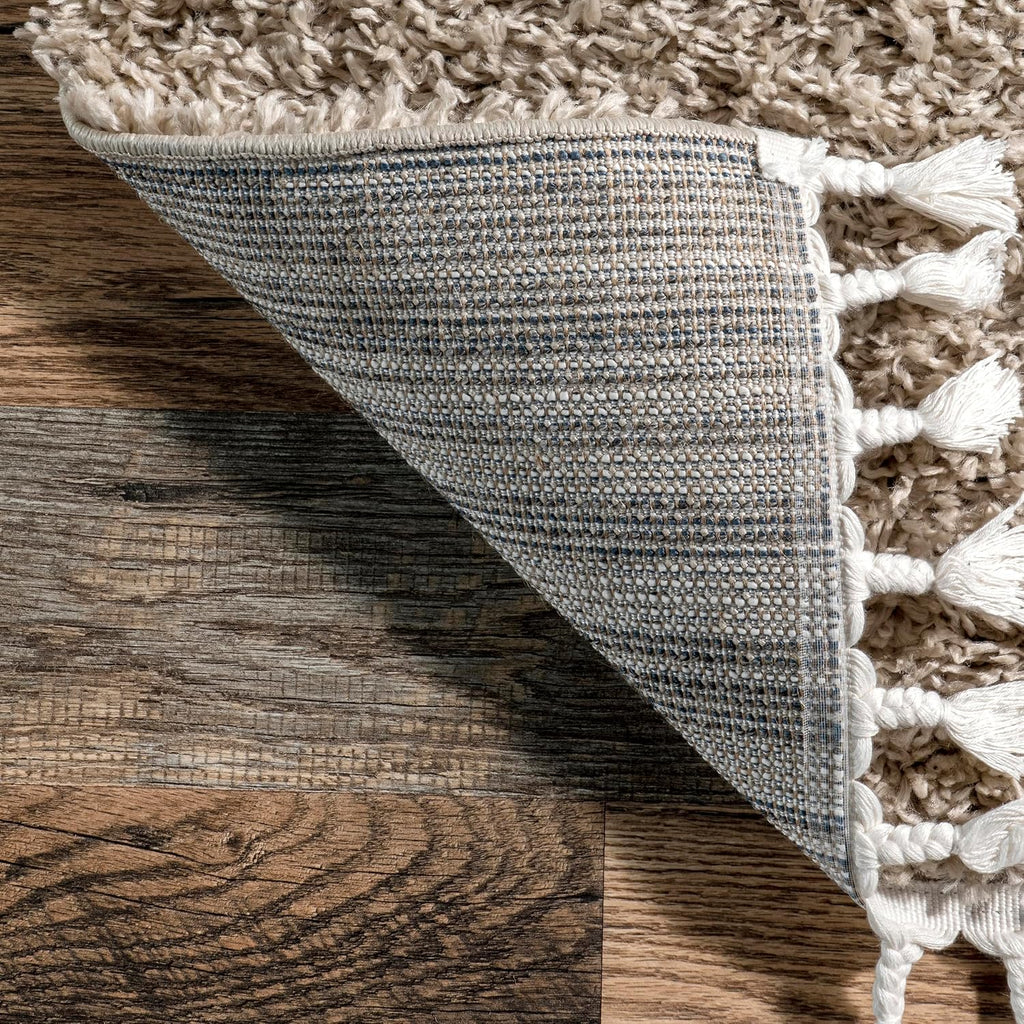 Neva Beige Solid Power Loomed Runner Rug, 2' x 6'