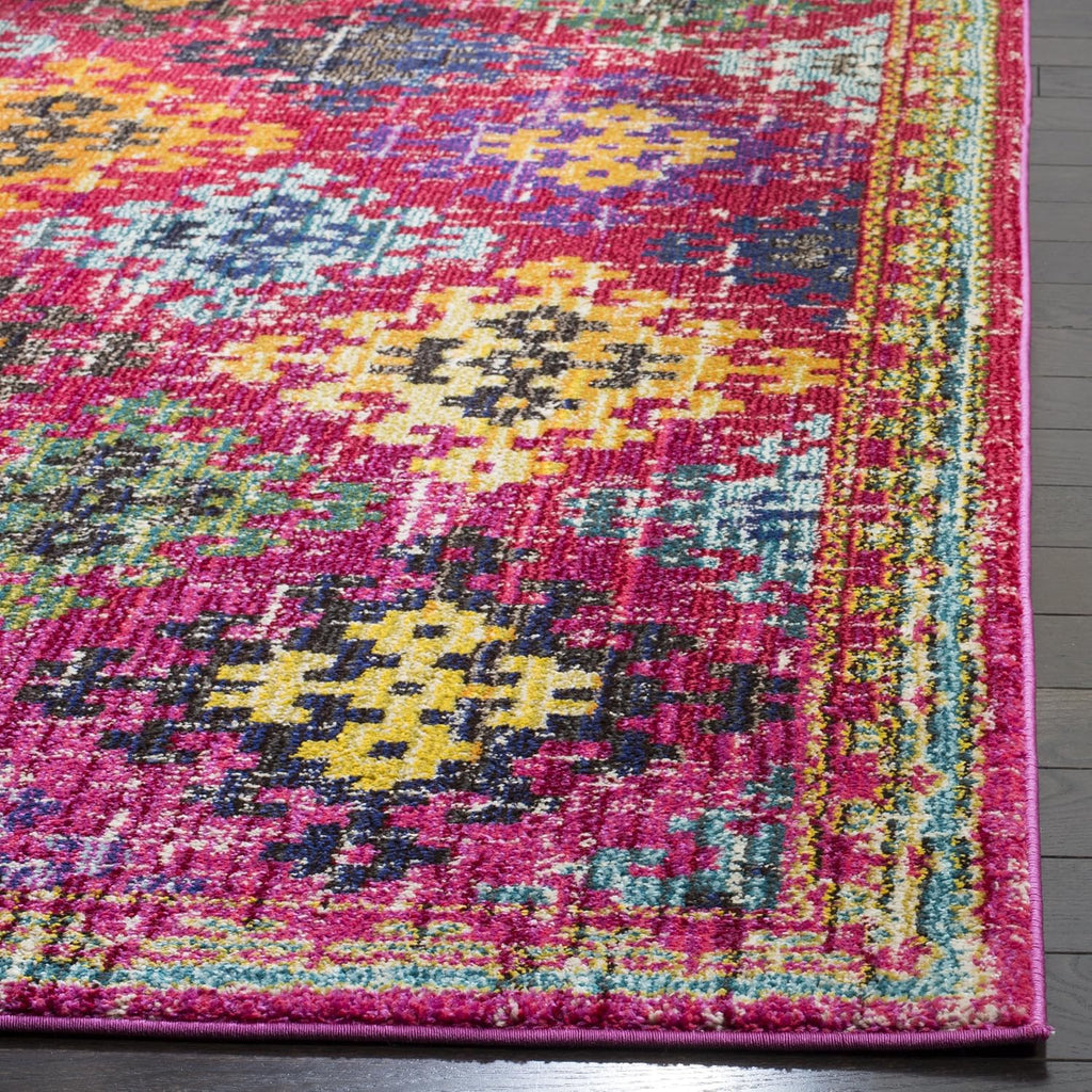 Monaco Collection Area Rug - 5'1" x 7'7", Fuchsia & Multi, Boho Diamond Trellis Design, Non-Shedding & Easy Care