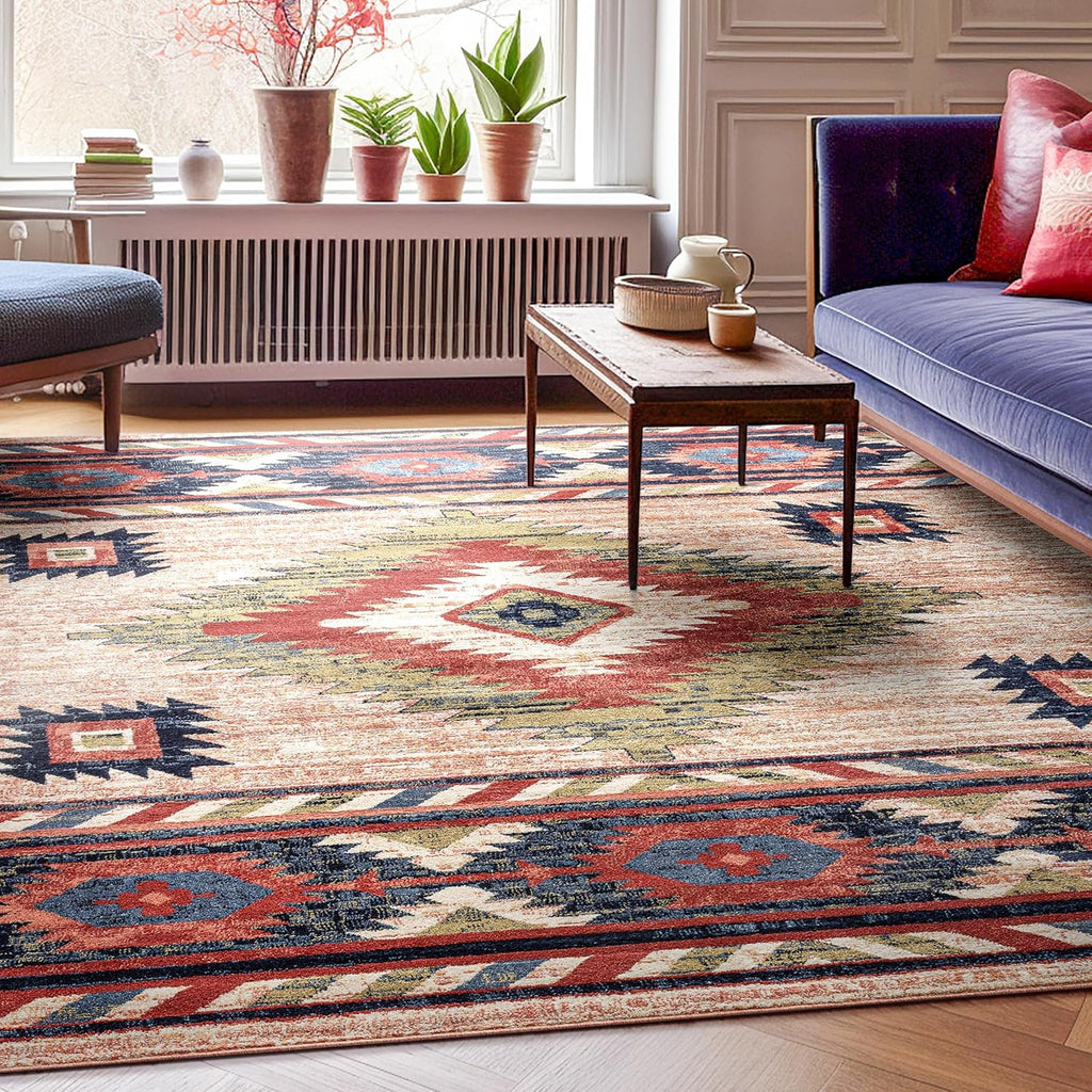 Tulsa Lea Cream Traditional Southwestern Tribal Area Rug