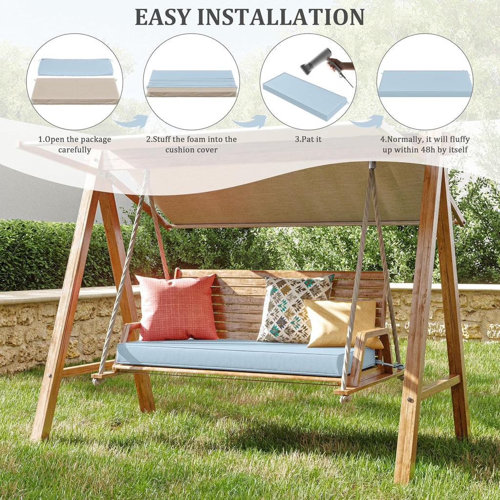 Premium Outdoor Bench Cushions Furniture 3.5inches Memory Foam Bench Cushion Waterproof Fade Resistant Porch Swing