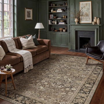8x10 Machine Washable Rugs Brown Hallway Large Area Rug Indoor Accent Rug Floral Low Pile Carpet Soft Throw Aesthetic