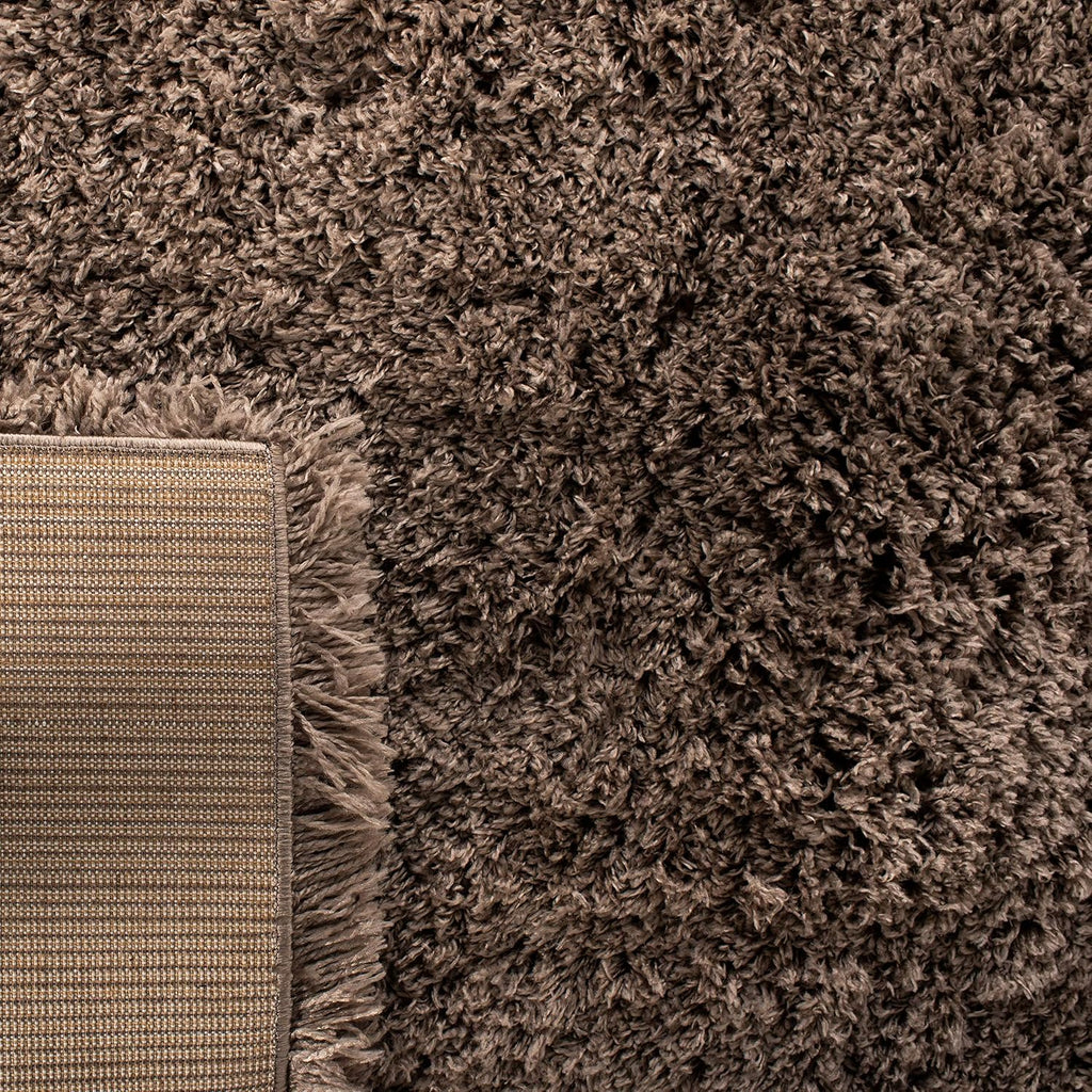 Polar Shag Collection Area Rug - 3' Square, Mushroom, Solid Glam Design, Non-Shedding & Easy Care, 3-inch Thick Ideal