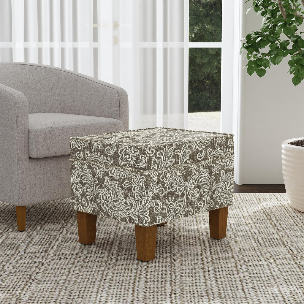 22" Dinah Collection Storage Ottoman - Brown Jacobean Print