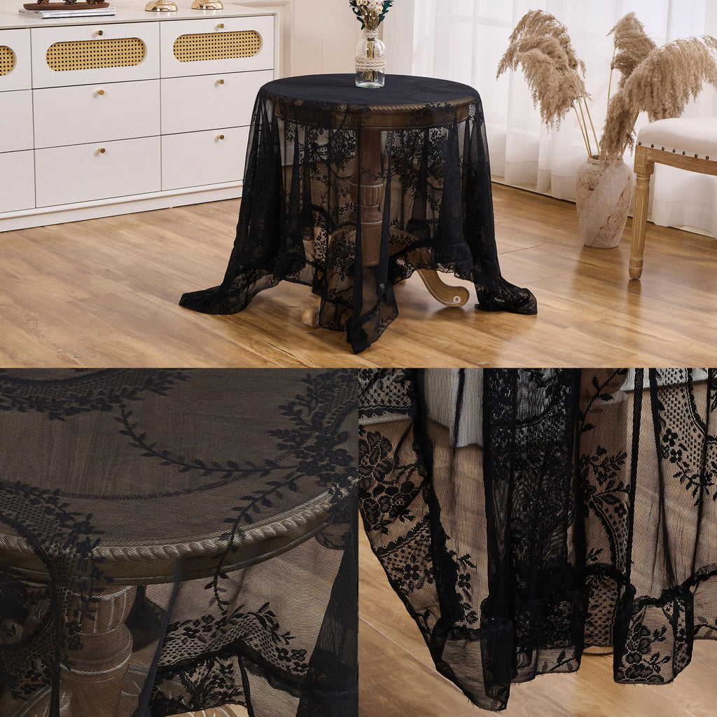 Black Lace Tablecloth Vintage Table Cloth (Black, 55"x55", Square)